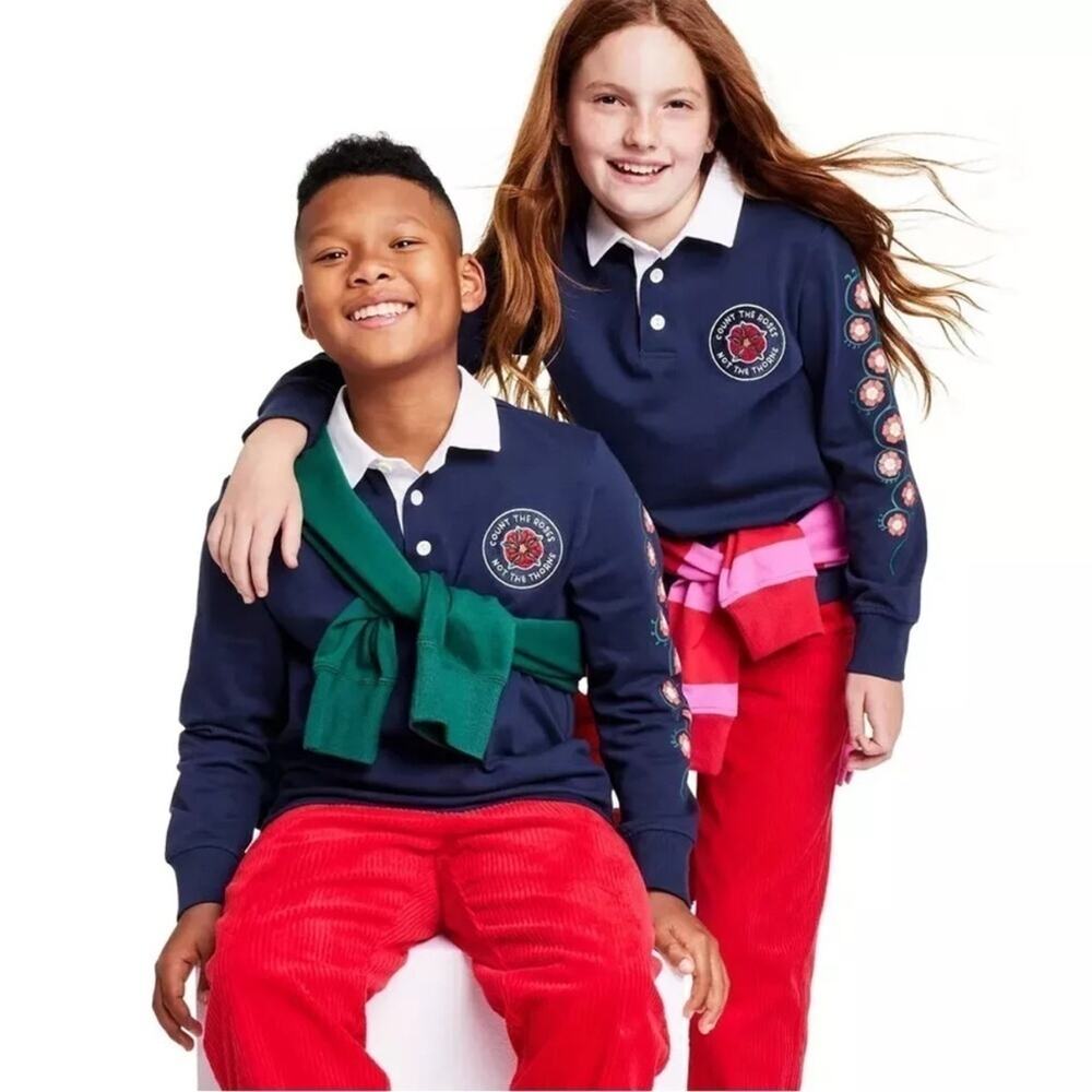 Rowing Blazers Target Kids Rose Print Long Sleeve Rugby Shirt